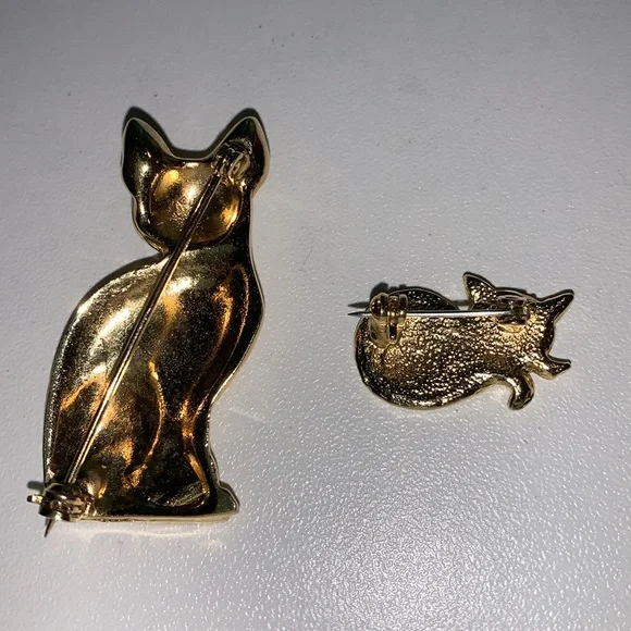 Vintage Gold and Cream Cat Brooch bundle - Picture 3 of 6